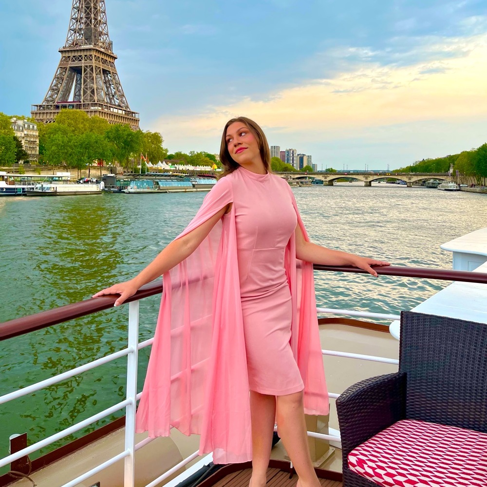 Blush Pink Cape Dress